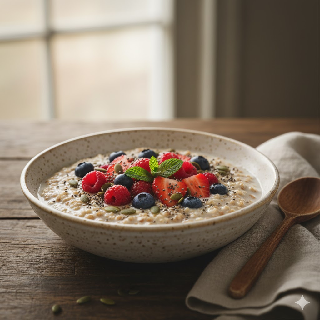 Recette : Porridge sarrasin, graines de courge & fruits