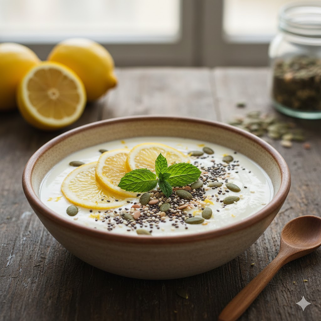 Recette : Bol yaourt grec citron & graines