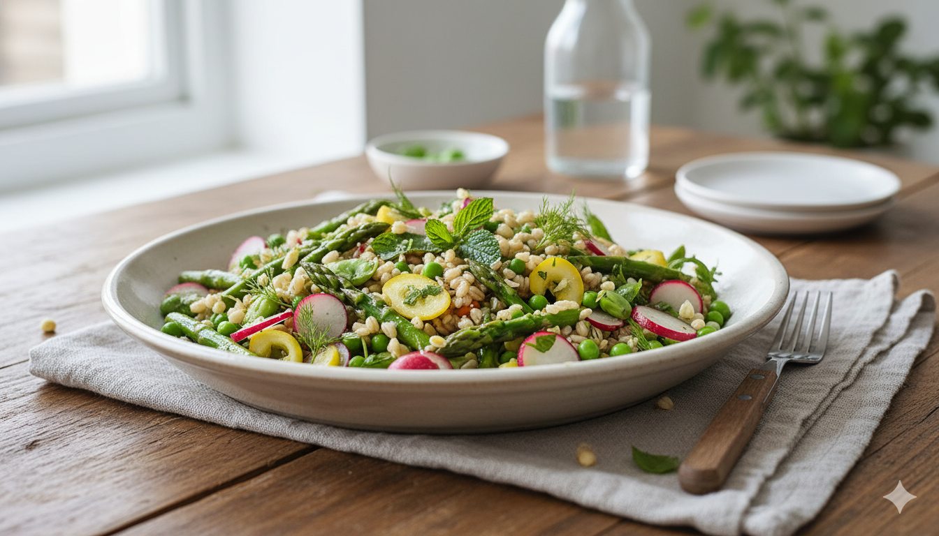 Recette : Orge perlé aux légumes de printemps