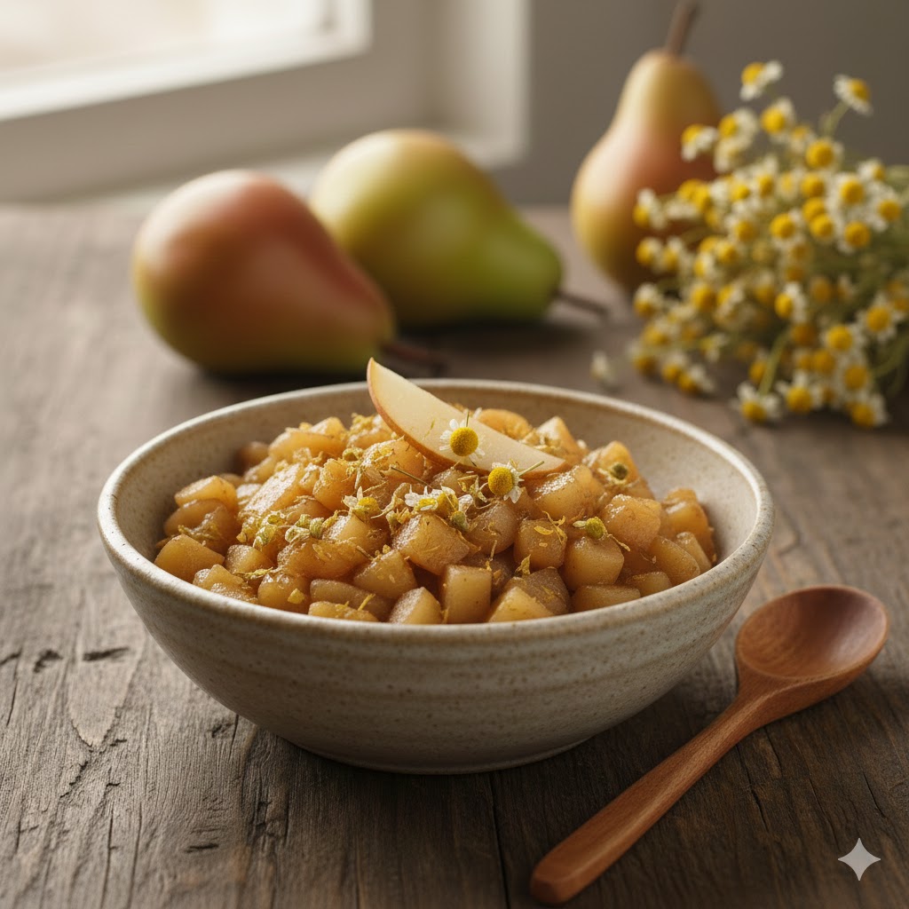 Recette : Compote poire & camomille